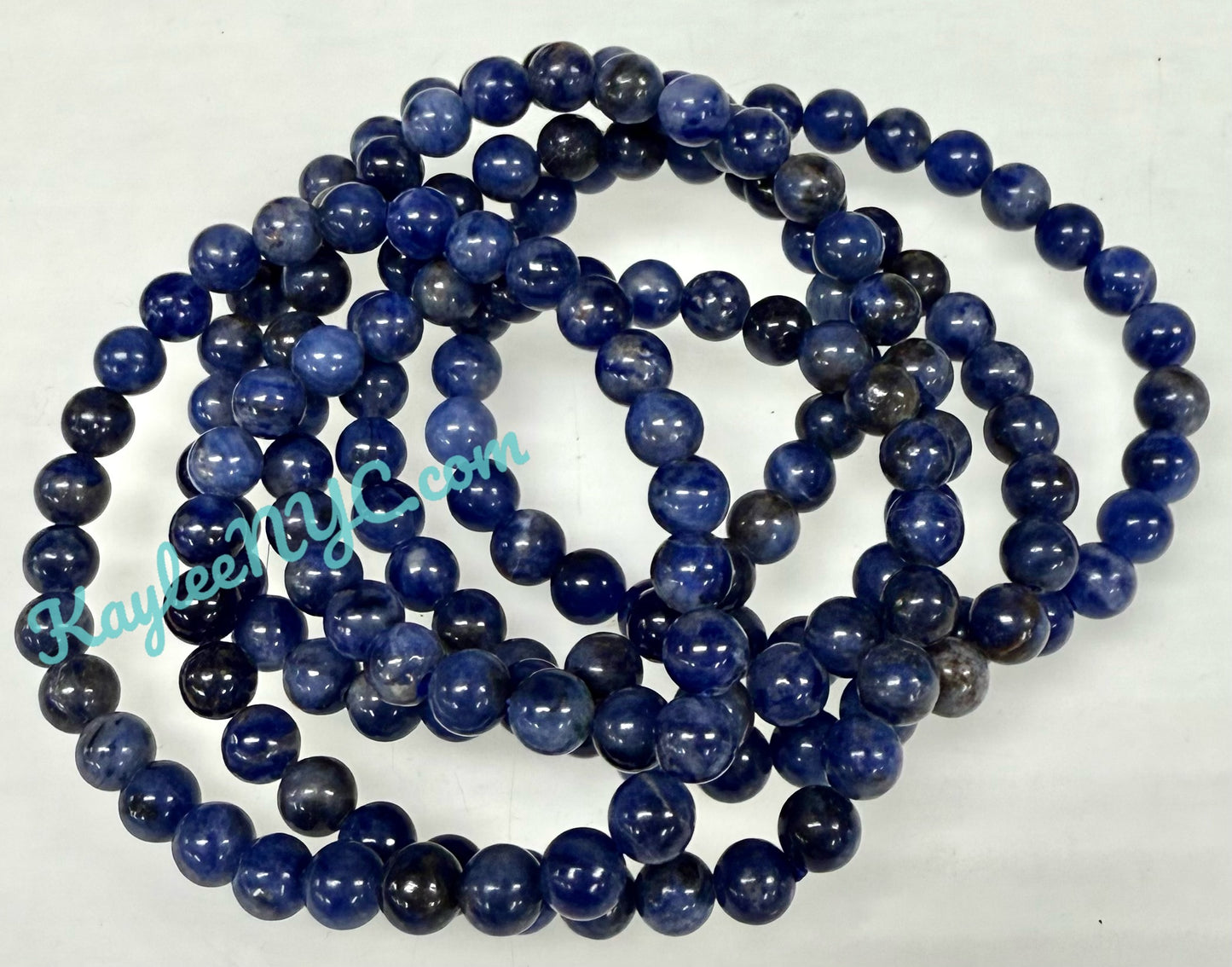 Wholesale 6 Pcs Natural Sodalite 6mm 7.5” Crystal Healing Stretch Bracelet