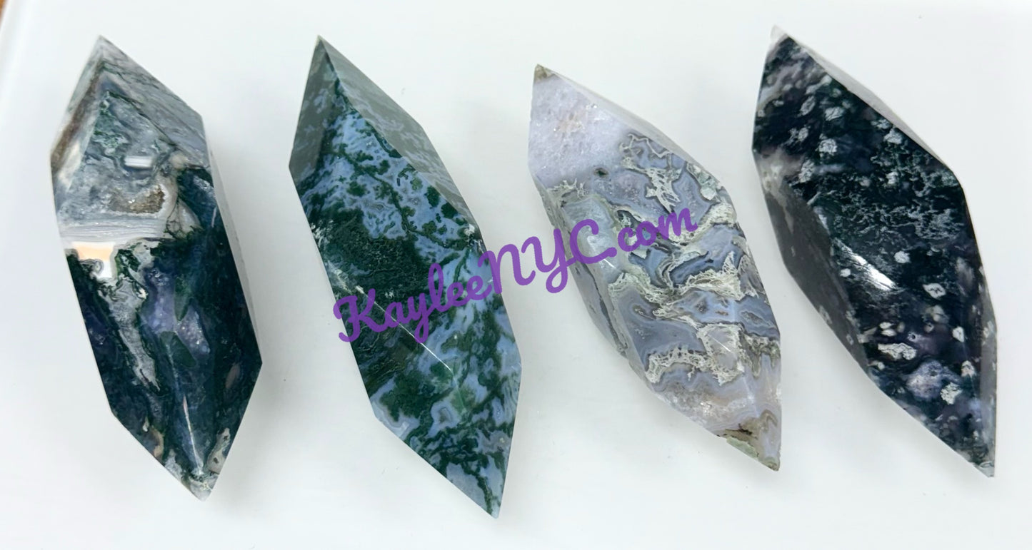 Wholesale Lot 4-5 pcs Natural Moss Agate Prism Crystal Healing Quality