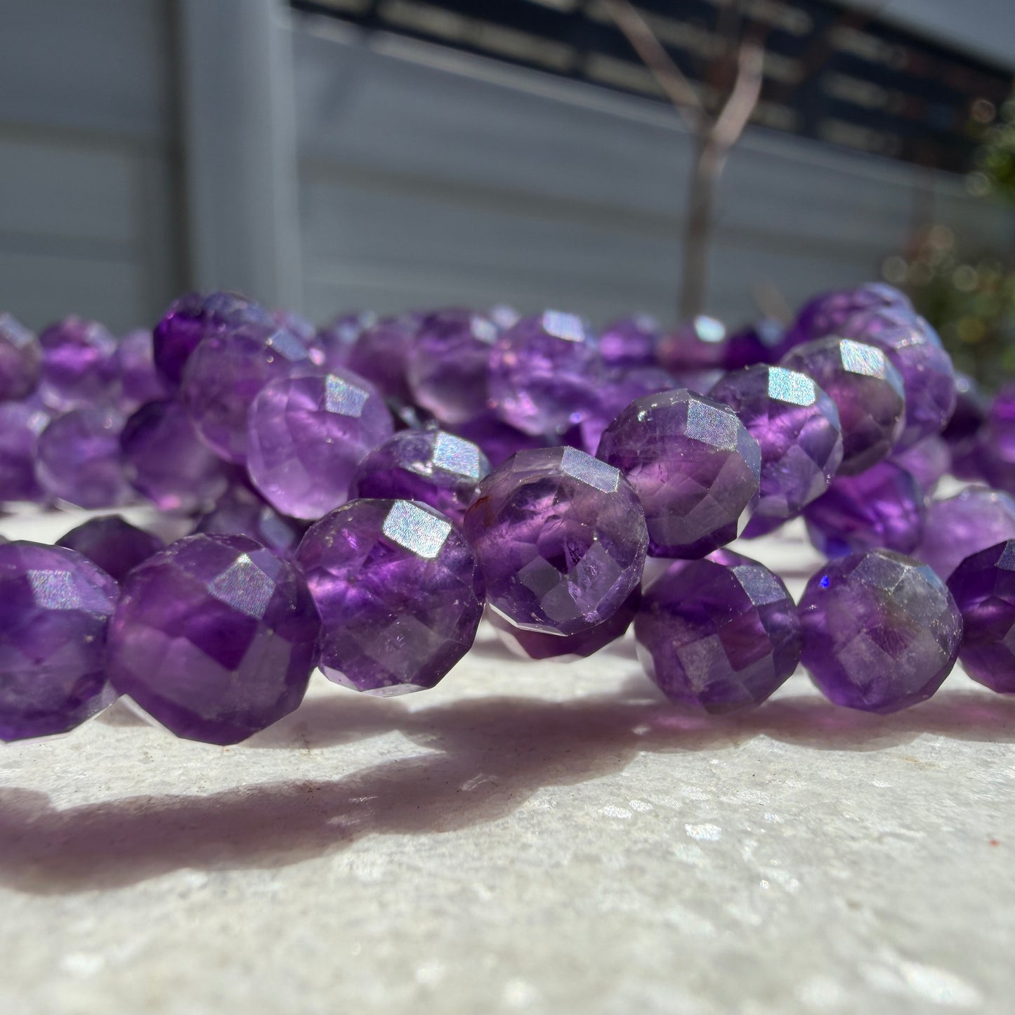 Wholesale 6pcs 6mm Faceted Amethyst Natural Crystal Healing Stretch Bracelet 7.5"