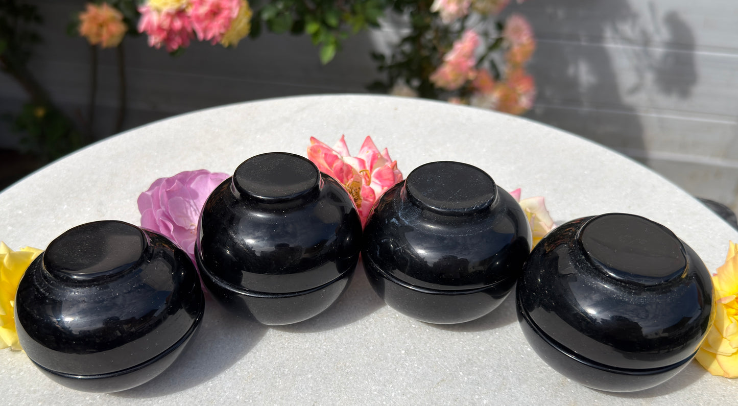 Wholesale Lot 6-8 pcs Natural Black Obsidian Bowl Crystal Healing Energy