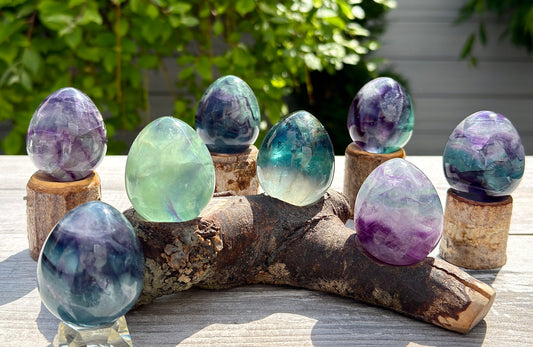 Wholesale Lot 8 pcs Natural Fluorite Egg crystals Healing Enery