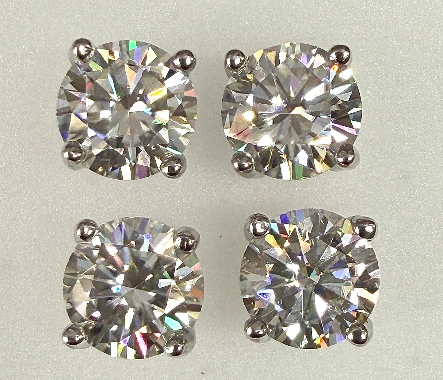 Wholesale Lot 5 Pairs Natural Moissanite Sterling Silver(925) Earring Studs 7.5mm