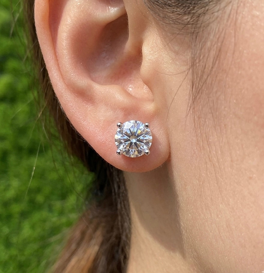 Wholesale Lot 5 Pairs Natural Moissanite Sterling Silver(925) Earring Studs 6.5mm