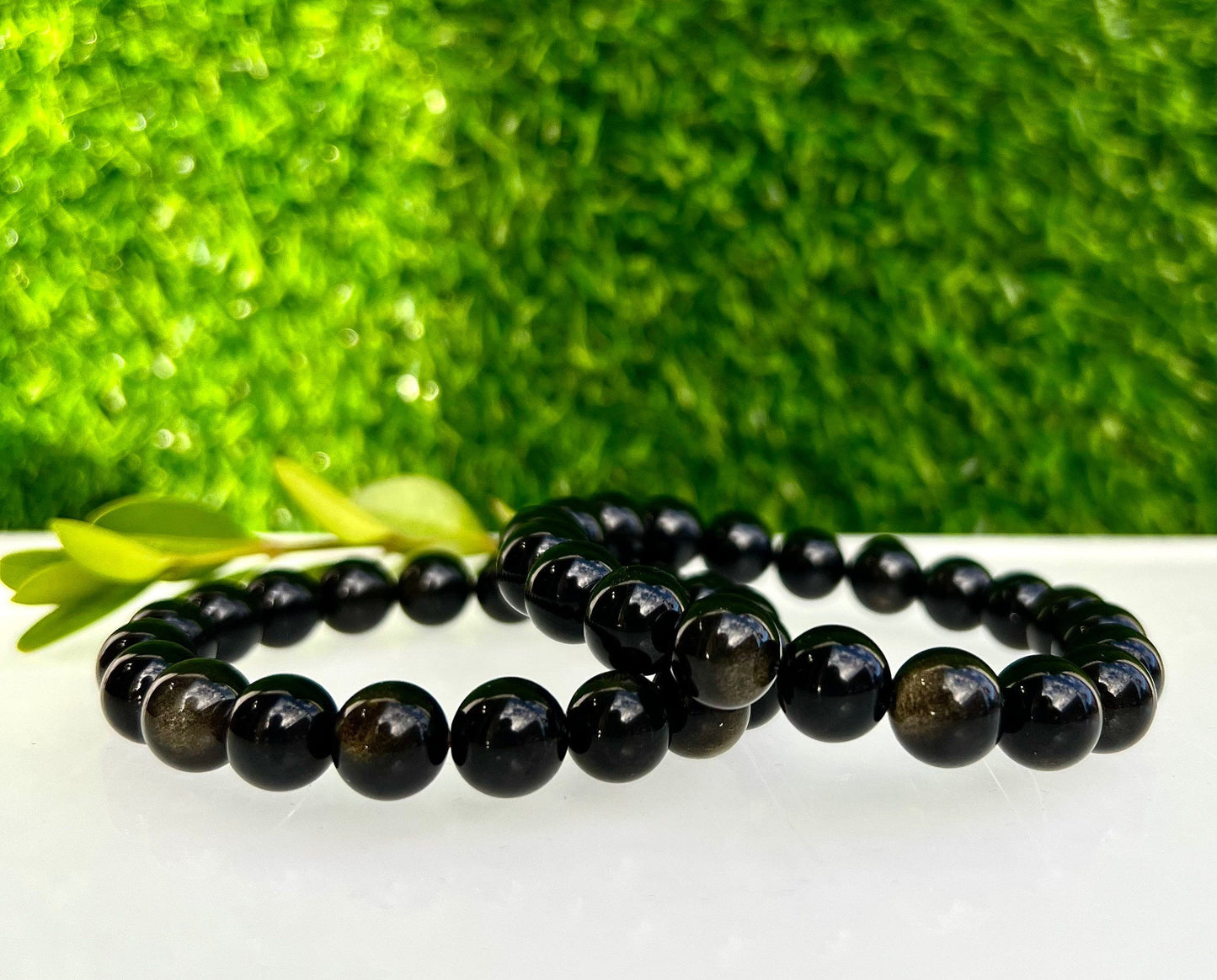 Wholesale Lot 6 Pcs Natural Gold Sheen Obsidian 10mm 7.5” Crystal Healing Stretch Bracelet