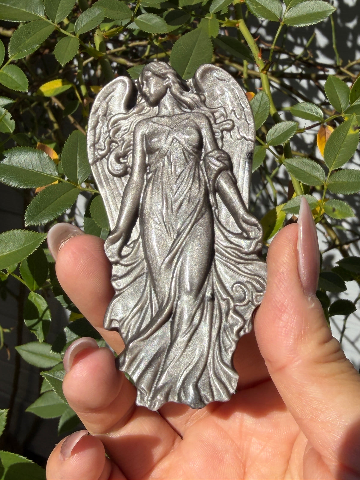 Wholesale Lot 4 pcs Natural Silver Sheen Obsidian Angel Crystal Healing Energy
