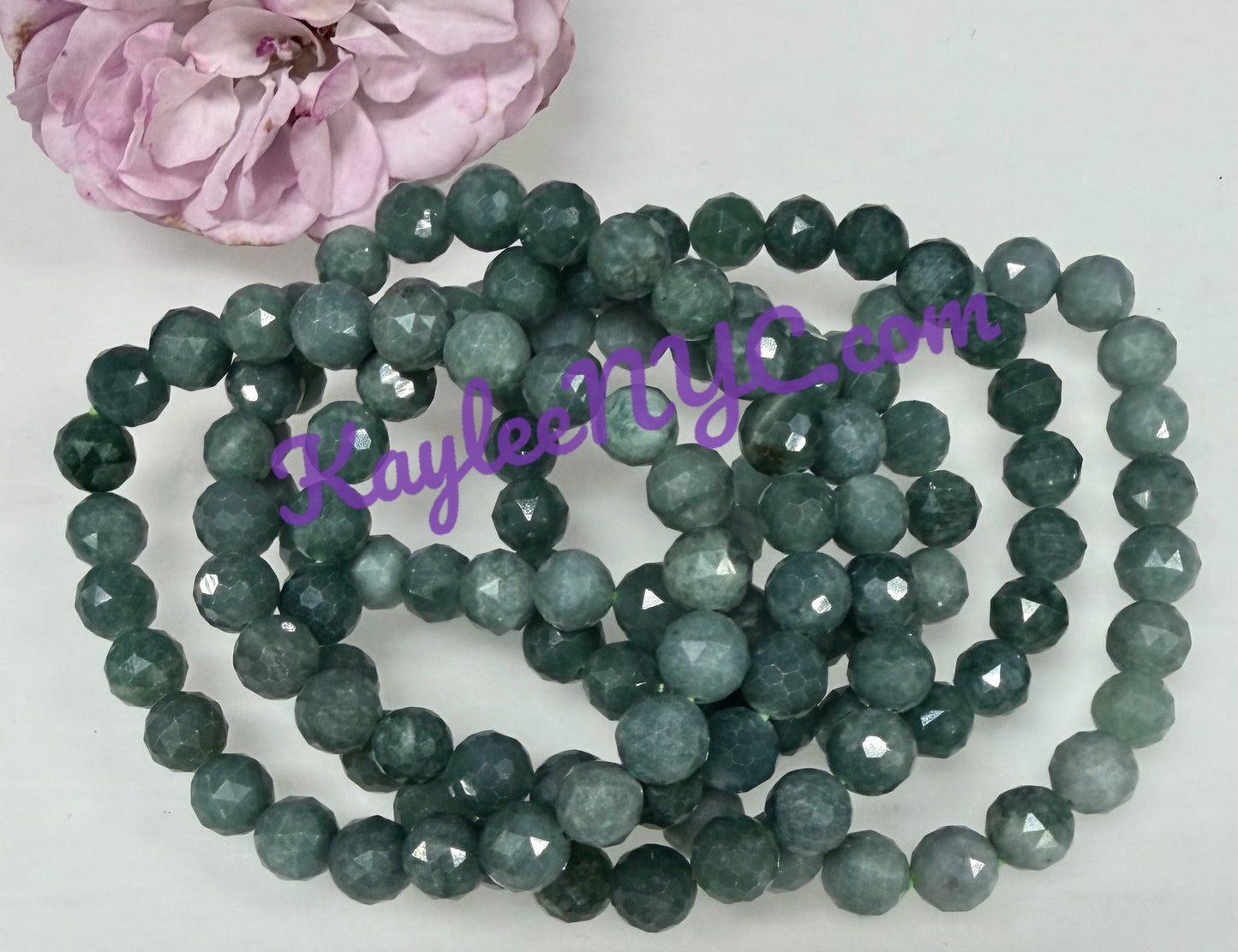 Wholesale 6 Pcs Natural Faceted Jade Jadeite 8mm 7.5” Crystal Healing Stretch Bracelet