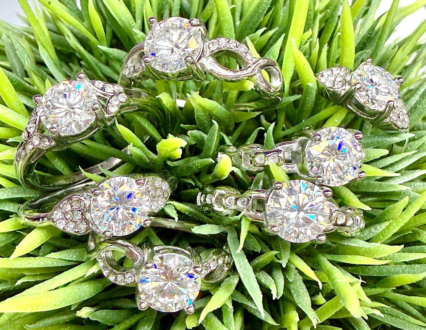 Wholesale Lot 7 Pcs Natural Moissanite Stainless Steel(316) rings