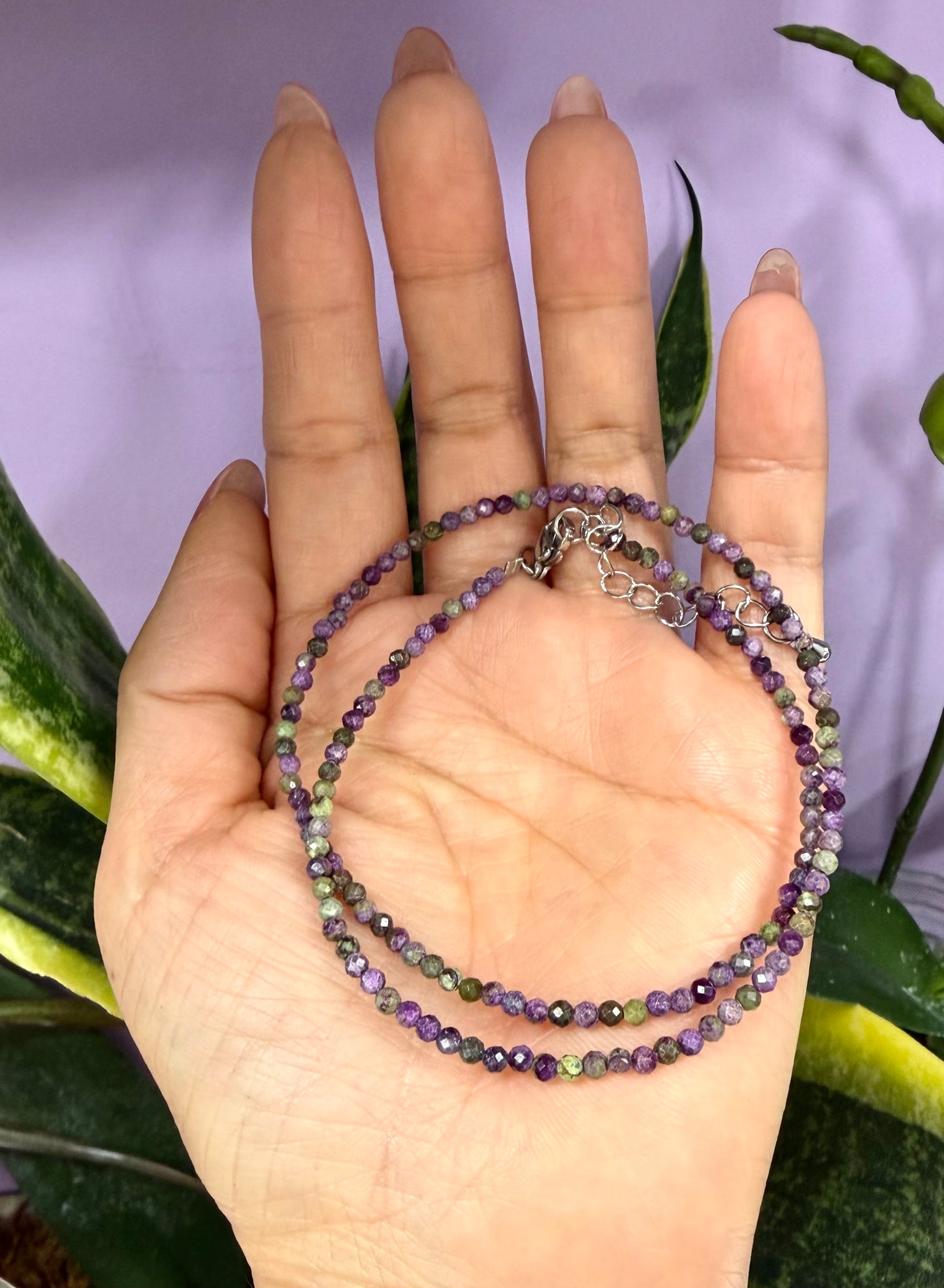 6 PCs ~3mm Natural Atlantisite Necklace with Stainless Steel Clasp