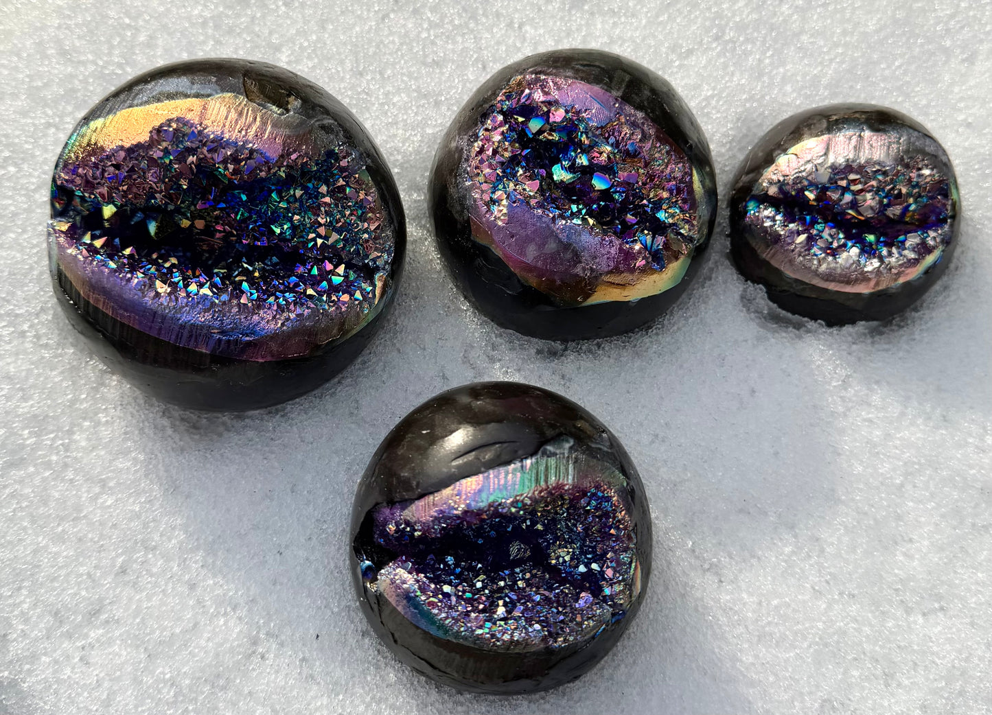 3-4 PCs Aura Amethyst Sphere Crystal Healing Energy