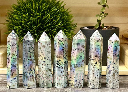 Wholesale Lot 1 Lb Aura Kiwi Jasper Obelisk Tower Point Crystal Energy