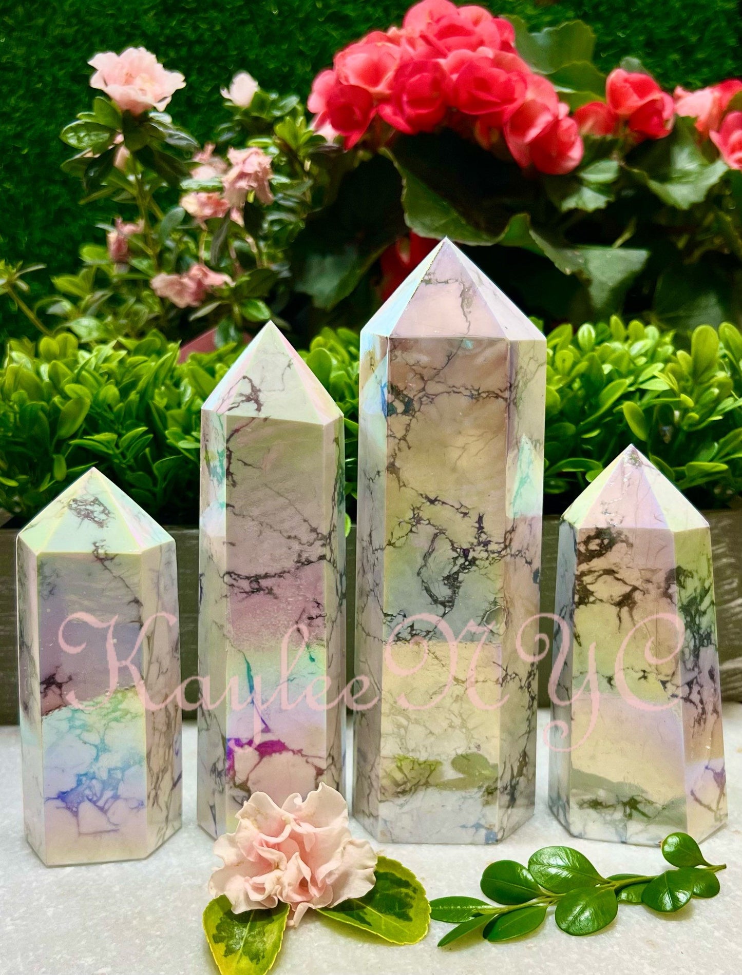 Wholesale Lot 3-4 Pcs large Angel Aura Howlite Crystal Obelisk point 4.8 to 5 lbs Healing Energy