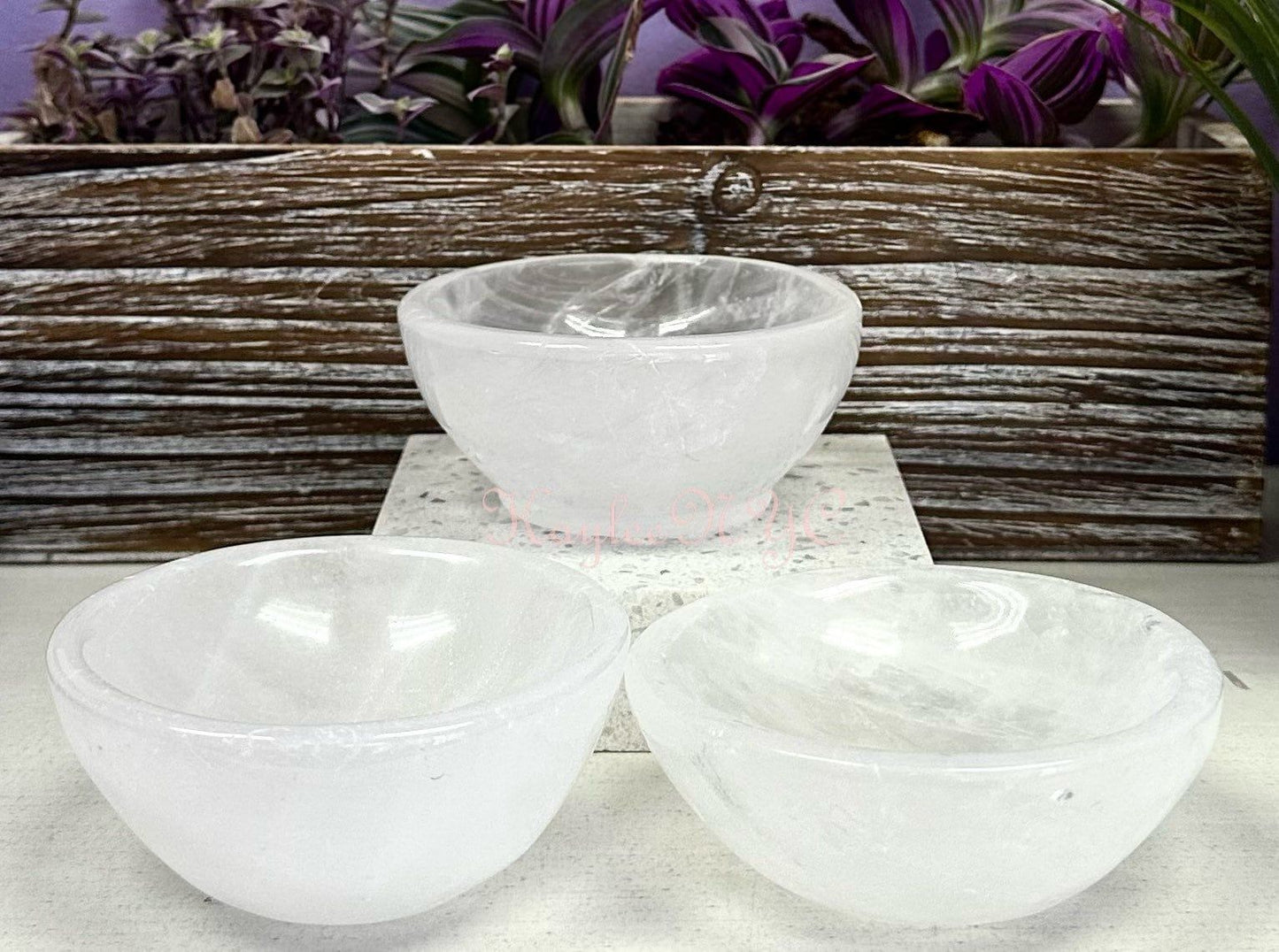 Wholesale Lot 3 pcs Natural Clear Quartz Bowls Crystal Healing Energy