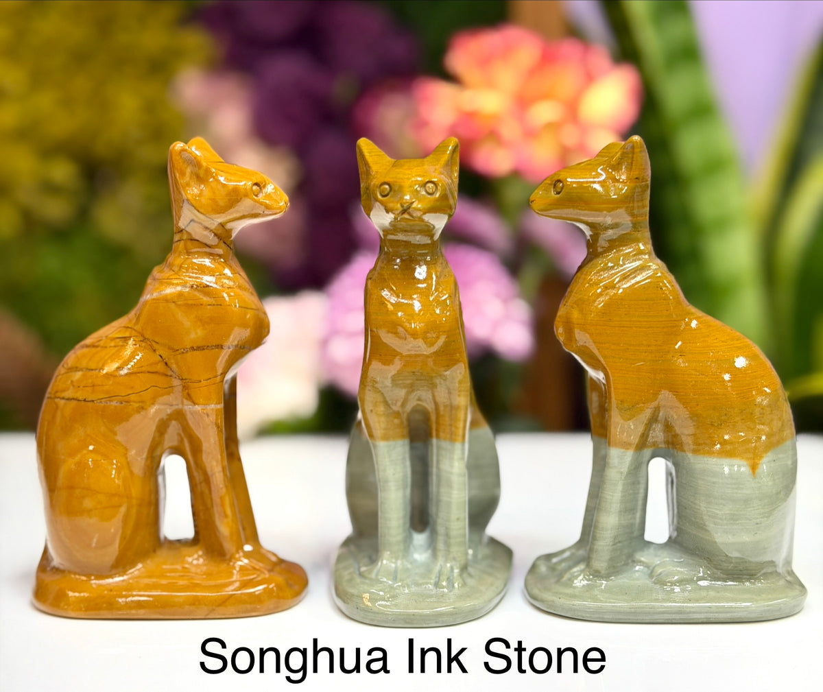 4 PC Mixed Natural Crystals Sphynx Cat Healing Energy