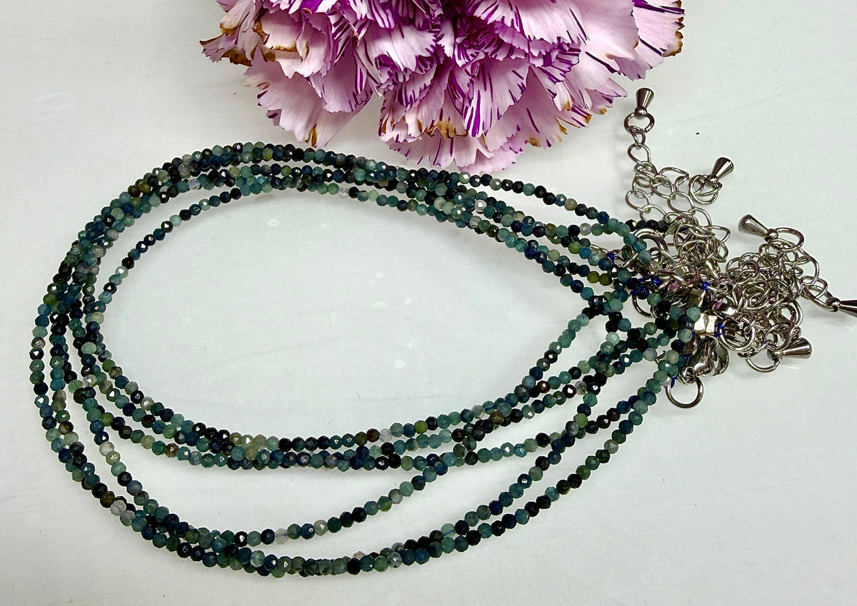 6 PCs 2mm Natural Blue Tourmaline Anklet Crystals Healing Energy