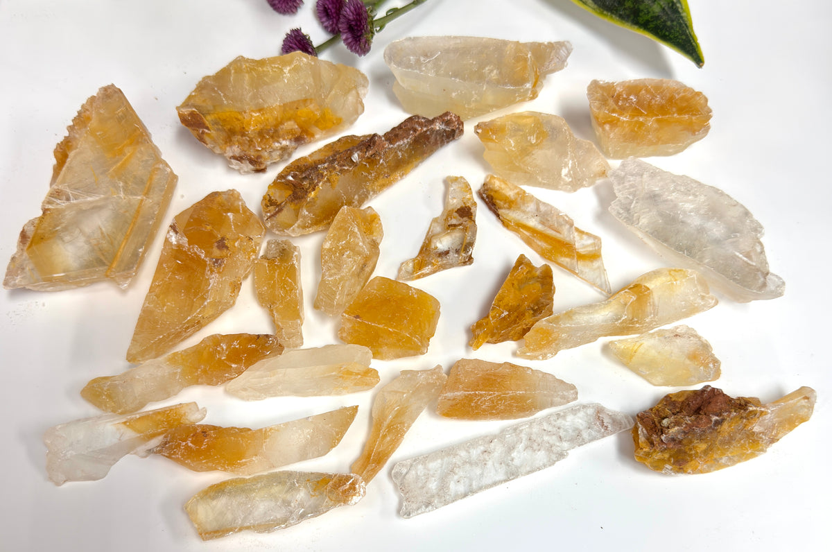 Wholesale Lot 2 Lbs Natural Golden Phantom Selenite Crystal Raw Healing Energy