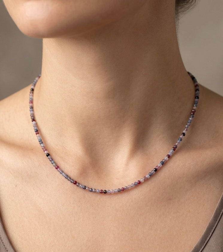 6 PCs 2mm Natural Rainbow Spinel Necklaces