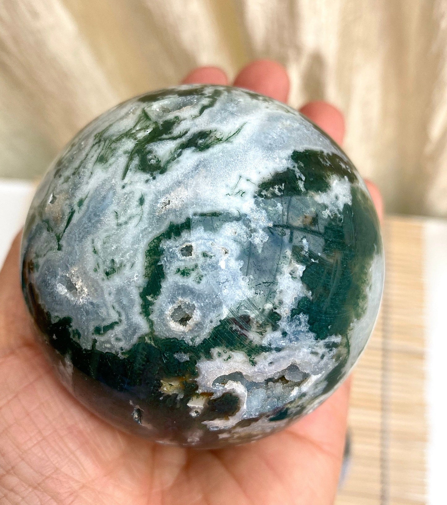 Wholesale Lot 3-4 Pcs 2.8 to 3 lbs Natural Moss Agate Spheres Crystal Ball