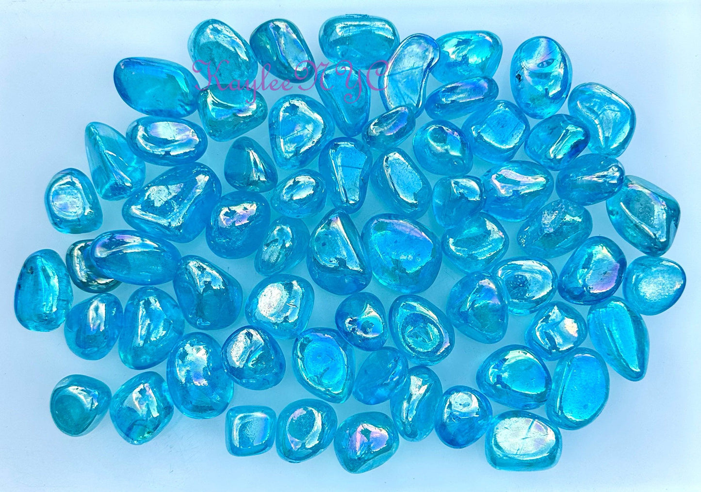 Wholesale Lot 2 Lbs Aqua Aura Quartz Tumble Crystal Nice Quality Healing Energy