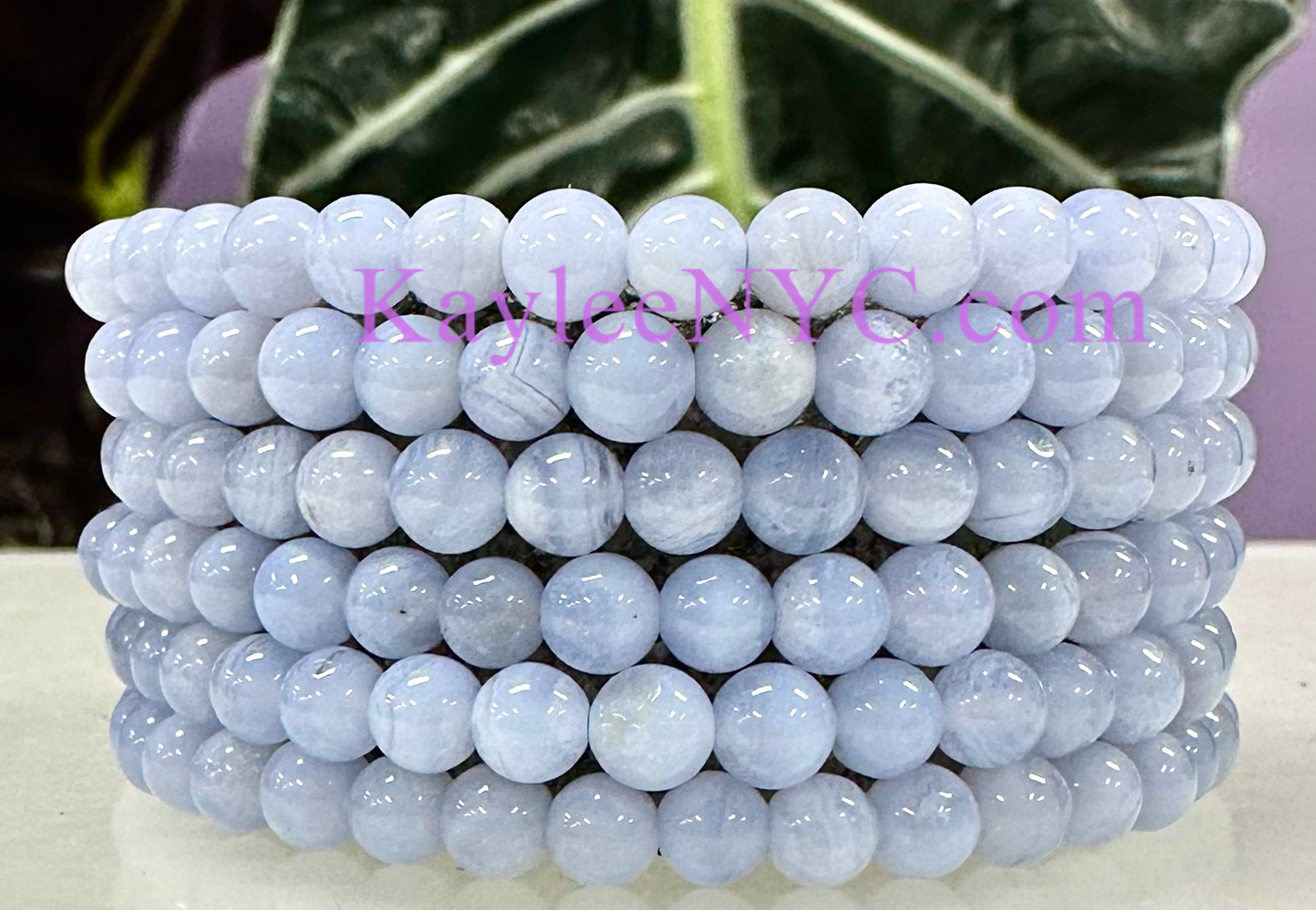 Wholesale 6 Pcs Natural Blue Lace Agate 5mm 7.5” Crystal Healing Stretch Bracelet