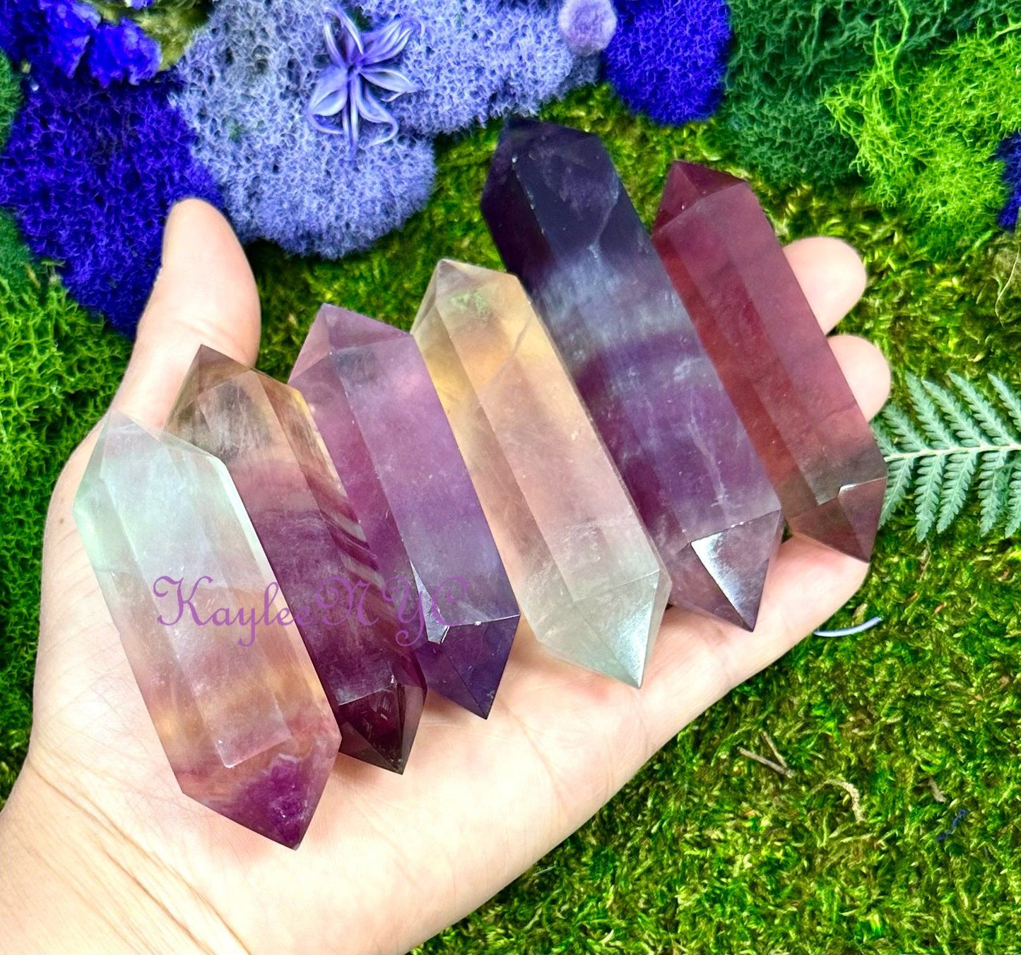 Wholesale Lot 1 Lb Natural Rainbow Fluorite Double Terminated Point Crystal Healing Energy