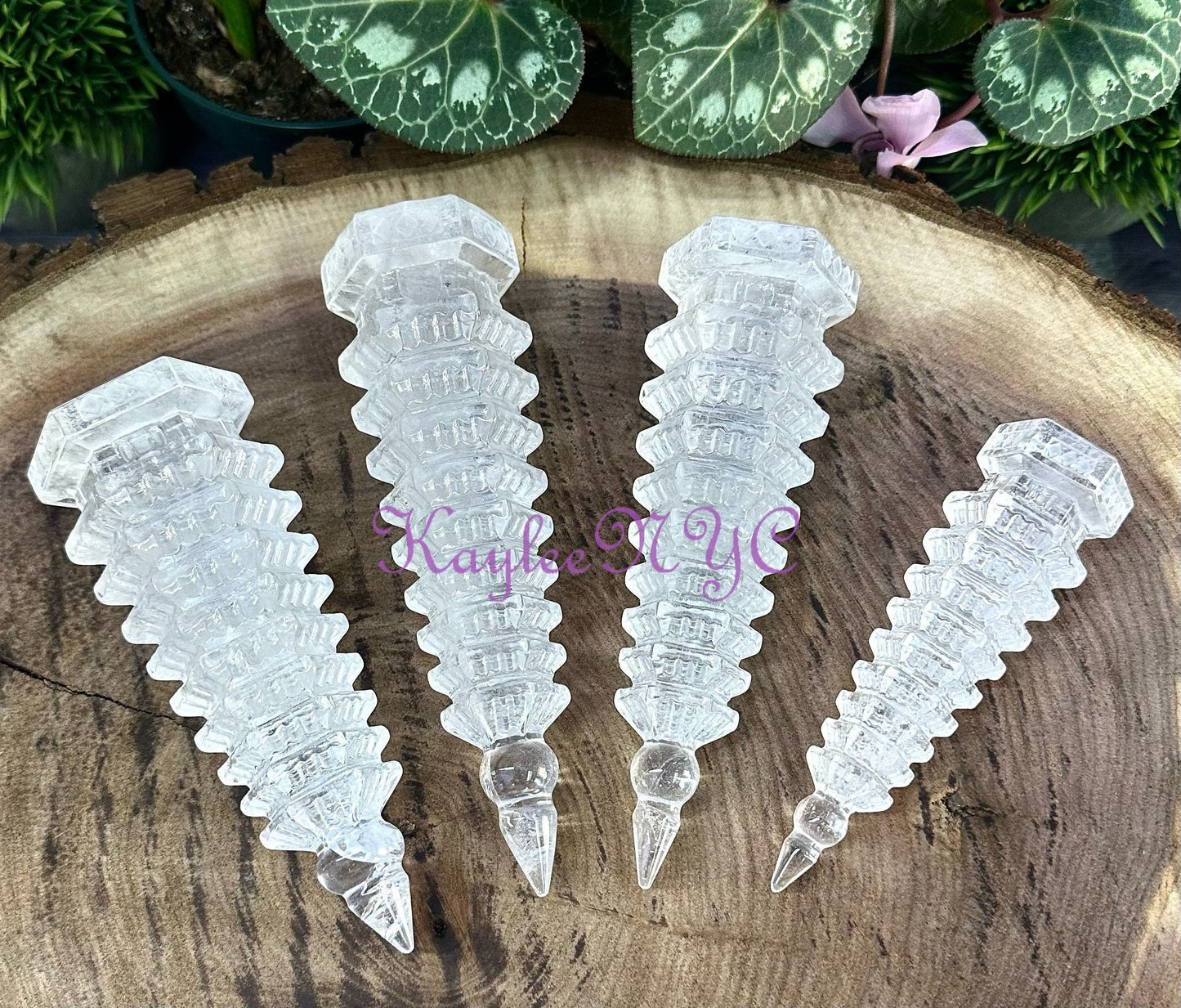 Wholesale Lot 4-5 PCs  Natural Clear Quartz Pagoda Tower Crystal Healing Energy