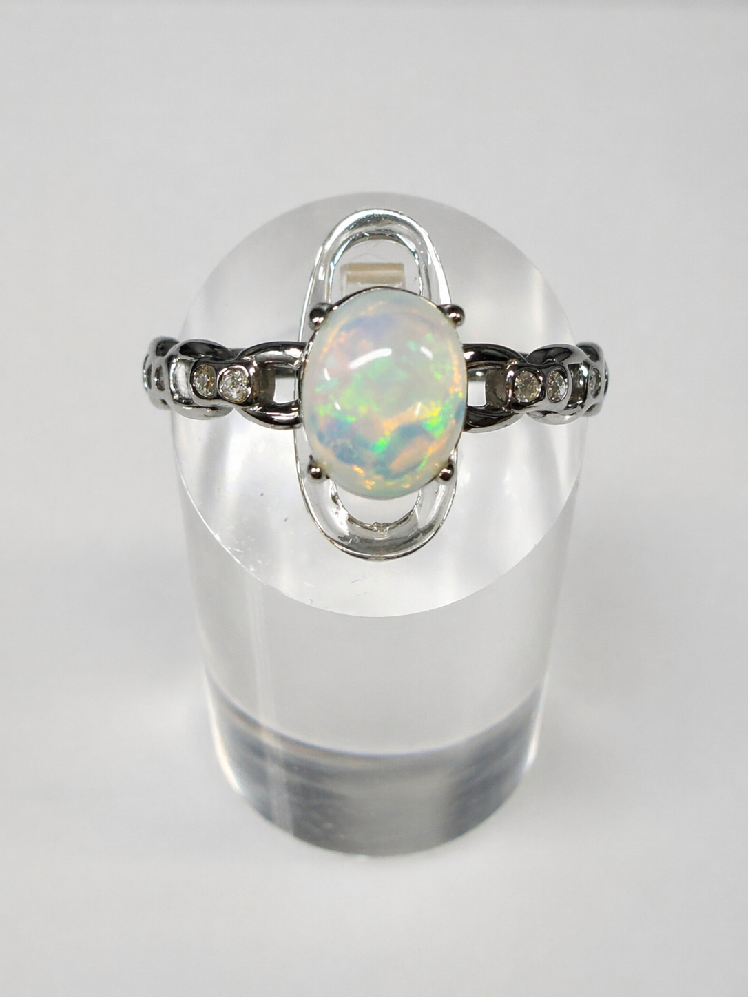 Wholesale Lot 7 pcs Natural Opal Stainless Steel Ring 7x9mm