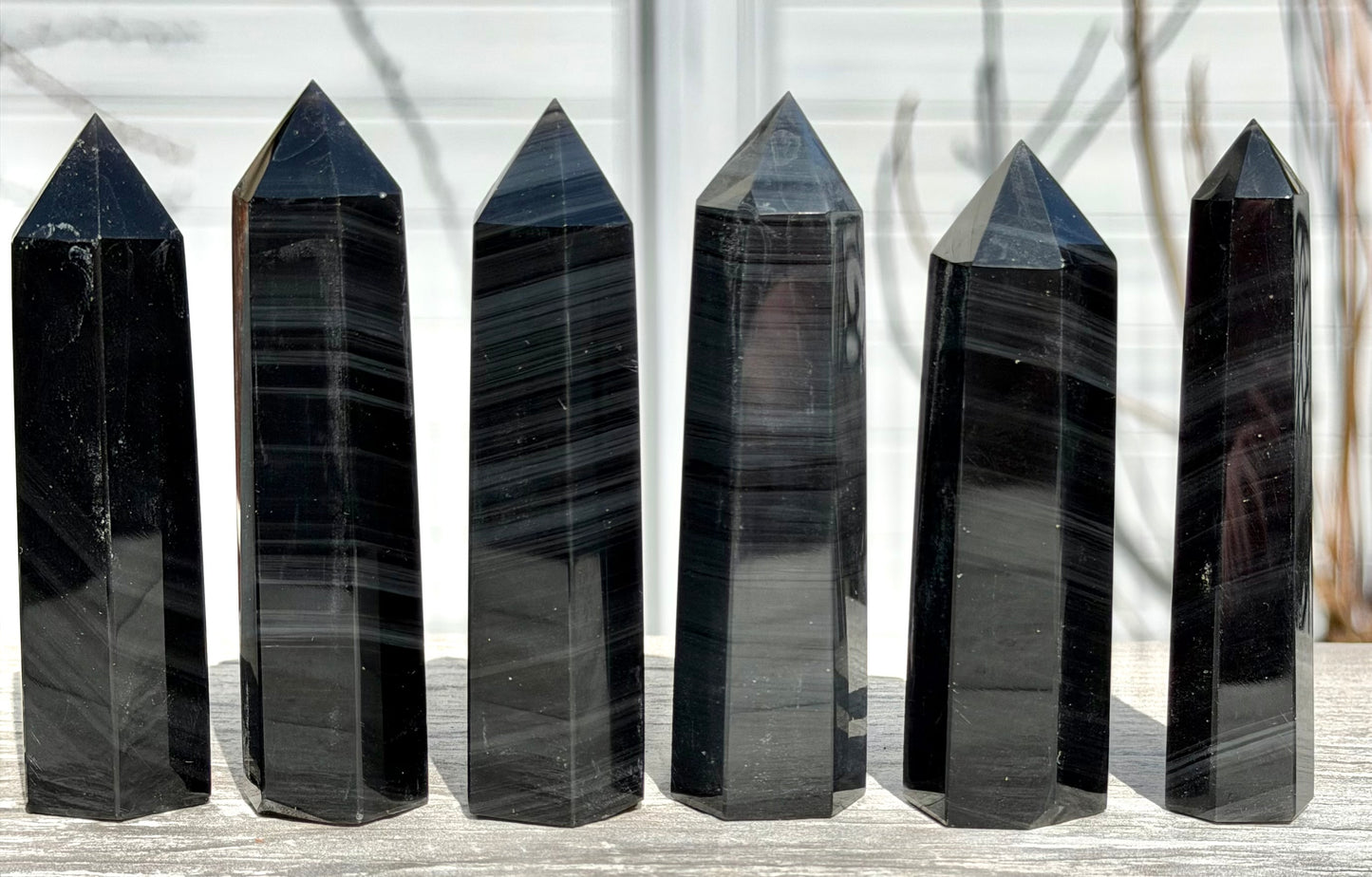 Wholesale Lot 1 Lb Natural Ice Obsidian Obsidian Obelisk Tower Point Crystal Energy