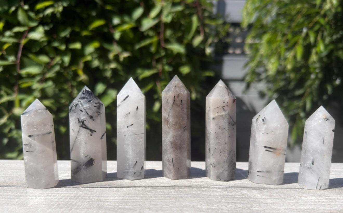 Wholesale Lot 1 Lb Natural Tourmalinated Quartz Obelisk Tower Point Crystal Healing 6-8 pcs