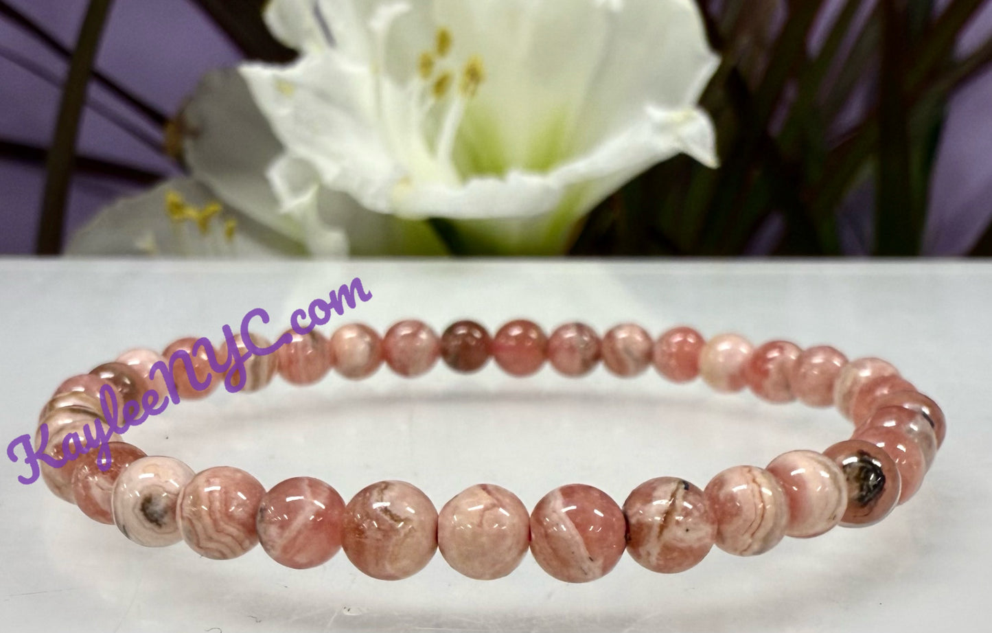 Wholesale 6 Pcs Natural Rhodochrosite 5.5mm 7.5” Crystal Healing Stretch Bracelet