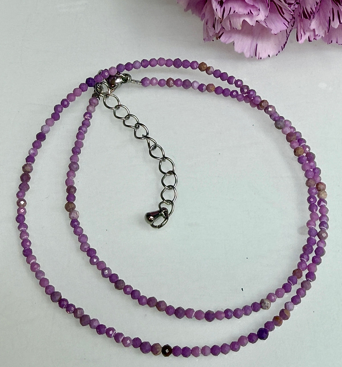 Wholesale 6 PCs 2mm Faceted Phosphosiderite Necklaces with Stainless Steel Findings