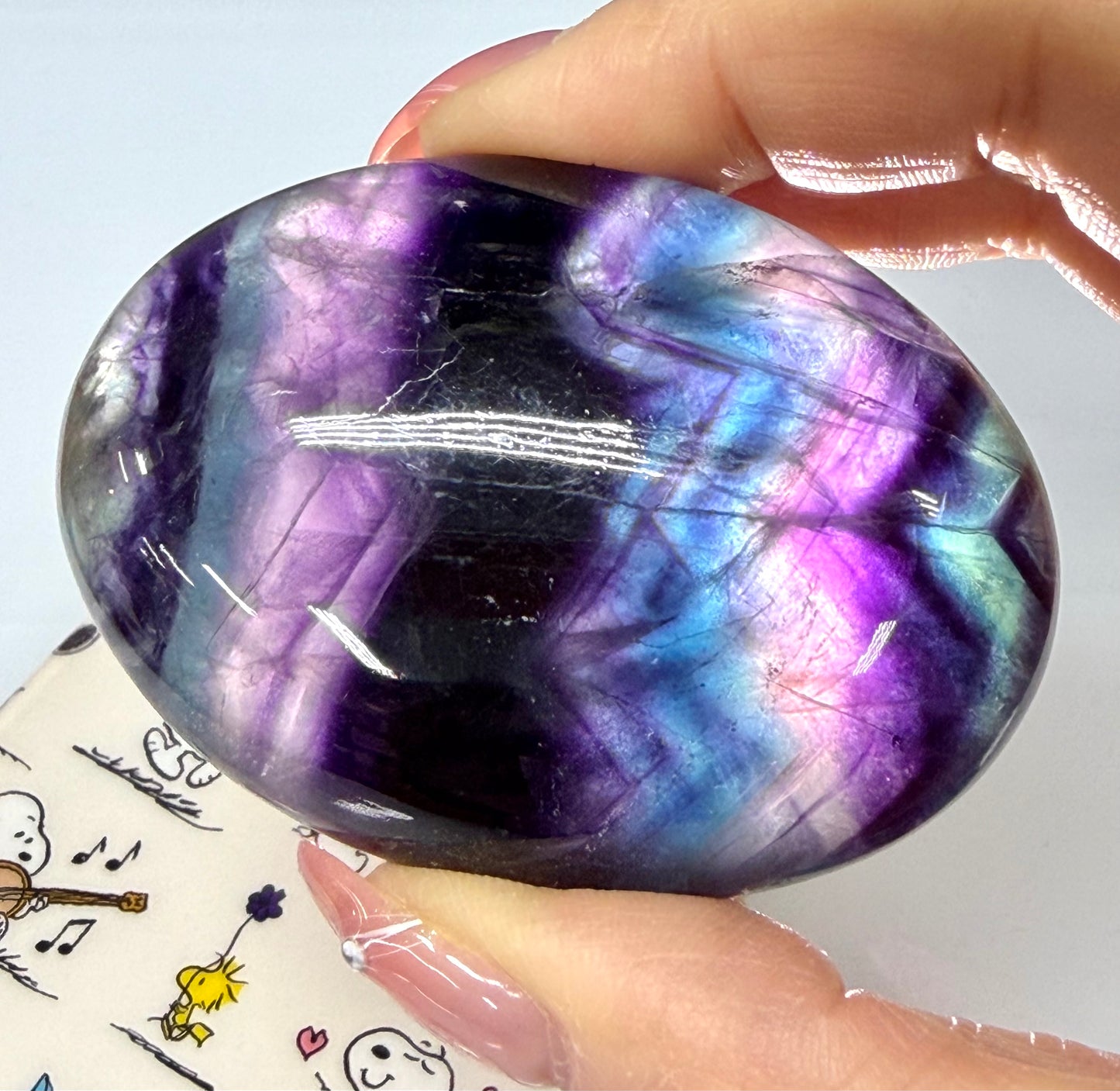 Wholesale Lot 8 pcs Natural Rainbow Fluorite Palm Stones Crystal Natural Energy 2.5-2.8lbs