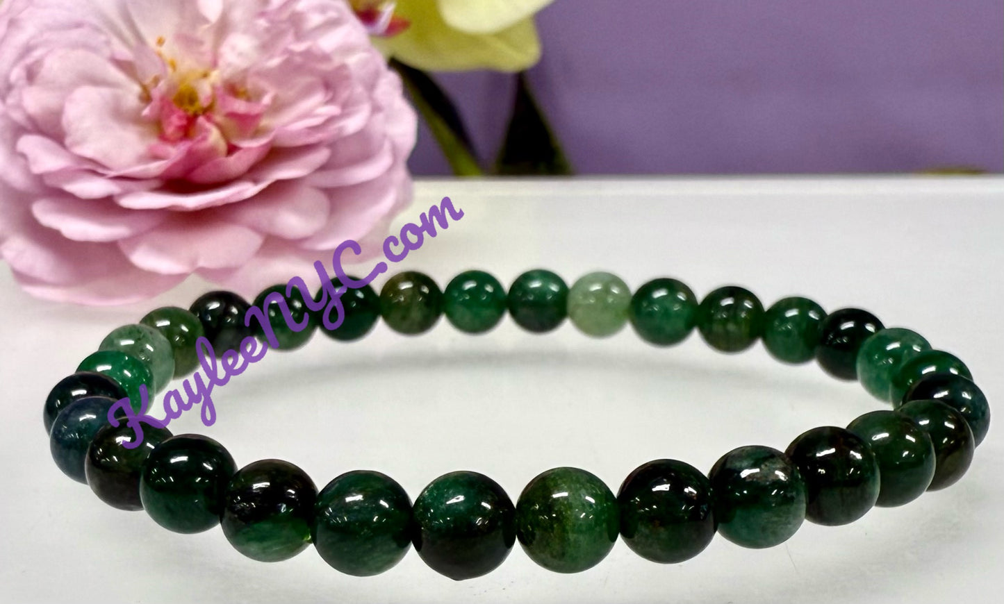 6pcs 6mm Natural Green Lepidolite Stretch Bracelet 7.5”
