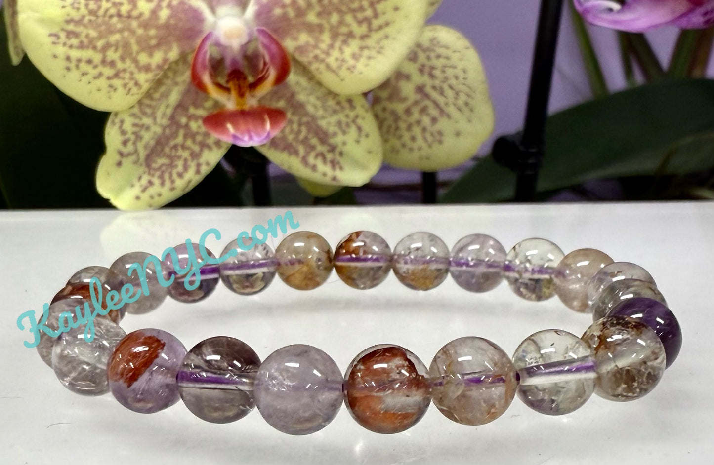 Wholesale 6 Pcs Natural Super Seven 8mm 7.5” Crystal Healing Stretch Bracelet