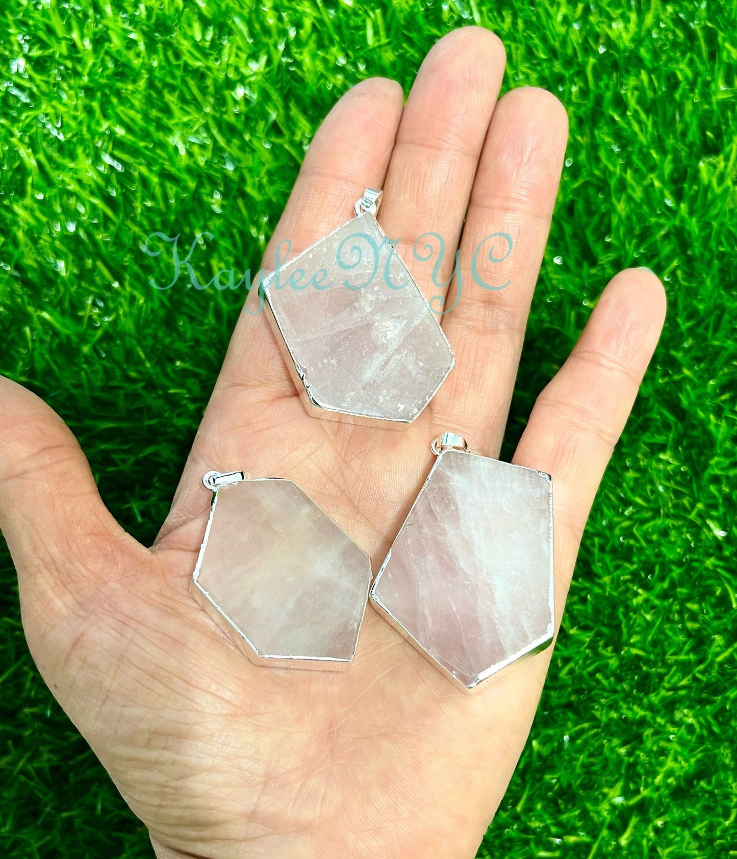 Wholesale Lot 6 Pcs Natural Rose Quartz Pendant Nice Quality