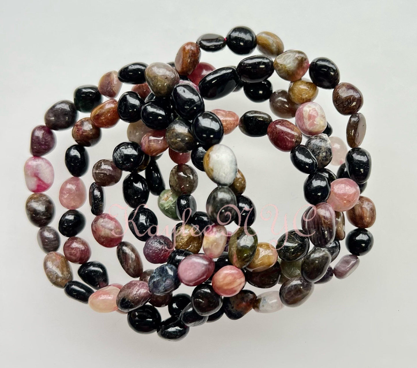 Wholesale 6 Pcs ~10mm 7.5” Natural Tourmaline tumble Stretch Bracelet Crystal Healing Energy