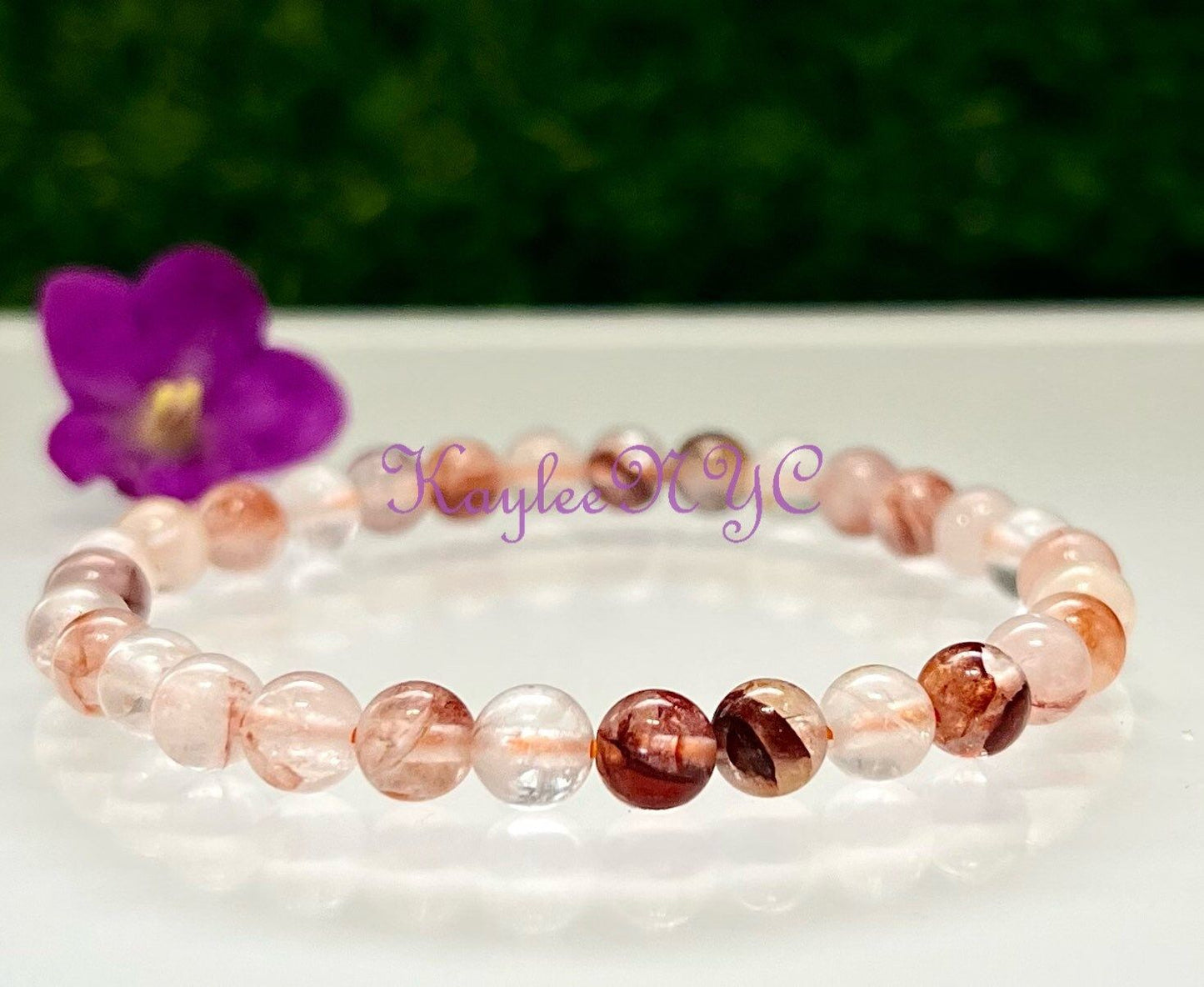 Wholesale 6 Pcs Natural Hematoid 6mm 7.5” Crystal Healing Stretch Bracelet