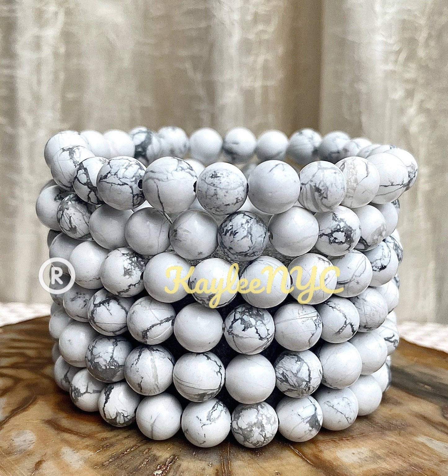 Wholesale 6 Pcs Natural Howlite 8mm 7.5” Crystal Healing Stretch Bracelet