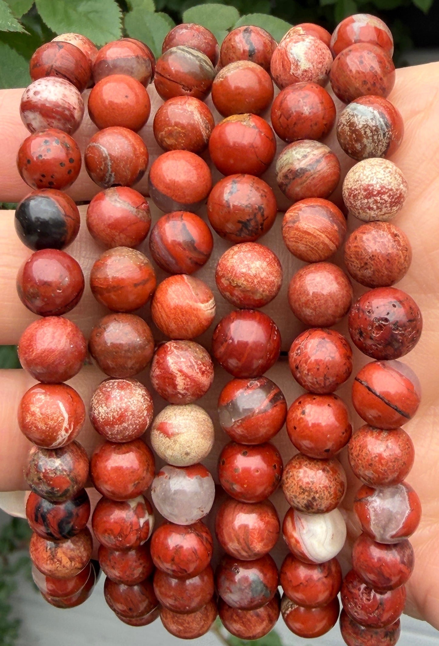 Wholesale 6 Pcs Natural Red Jasper 8mm 7.5” Crystal Healing Stretch Bracelet