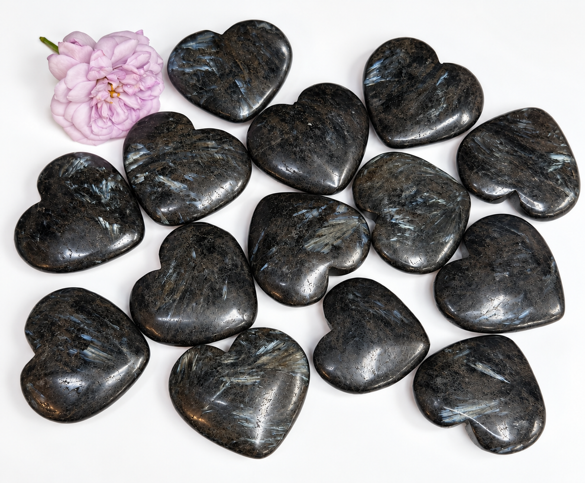 Wholesale 2 Lb Lot Natural Astrophyllite aka Arfvedsonite Heart Crystal Energy
