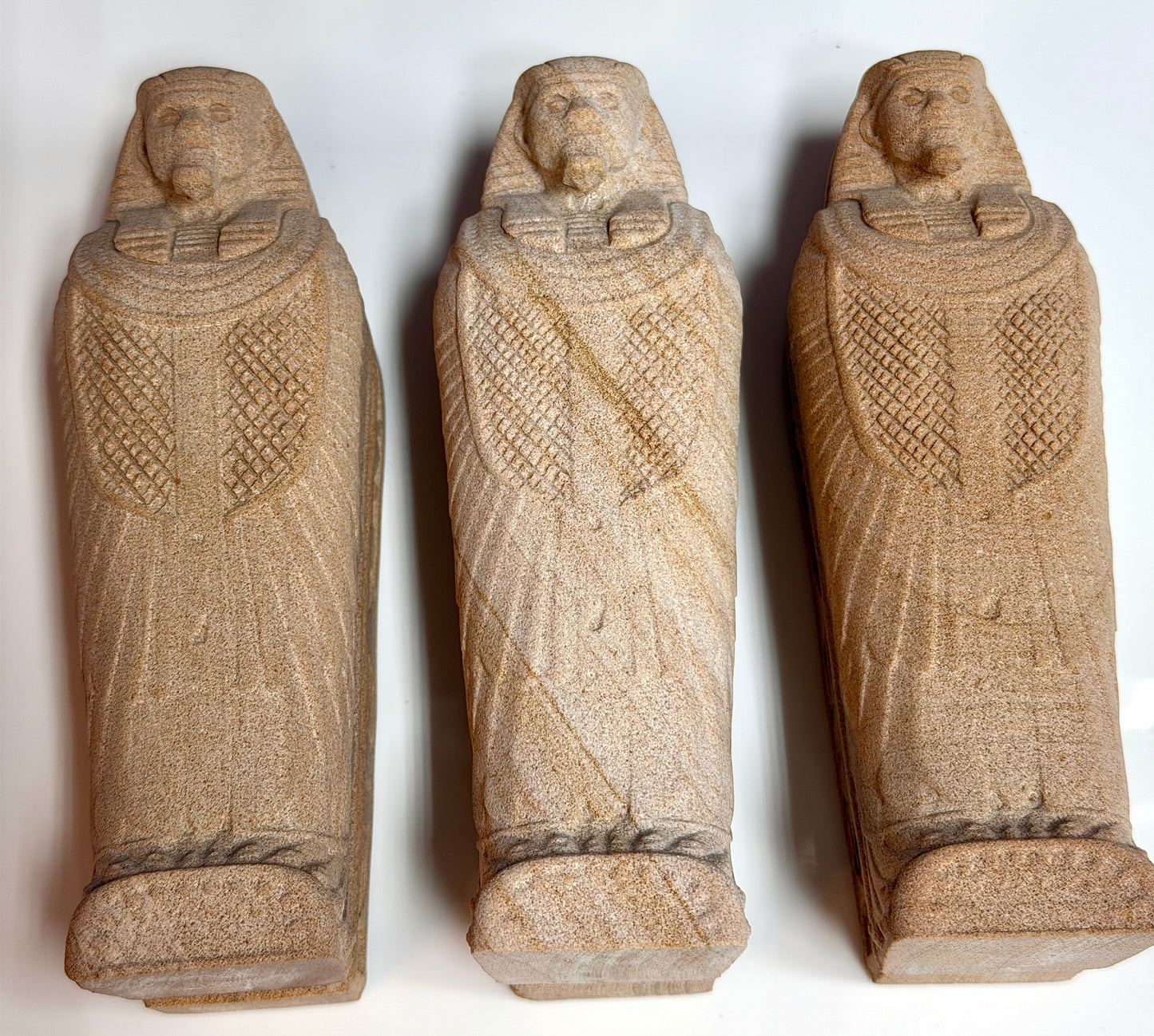 Wholesale Lot 3 Natural Matte Wood Grain Stone King Tut Mummy Healing Energy