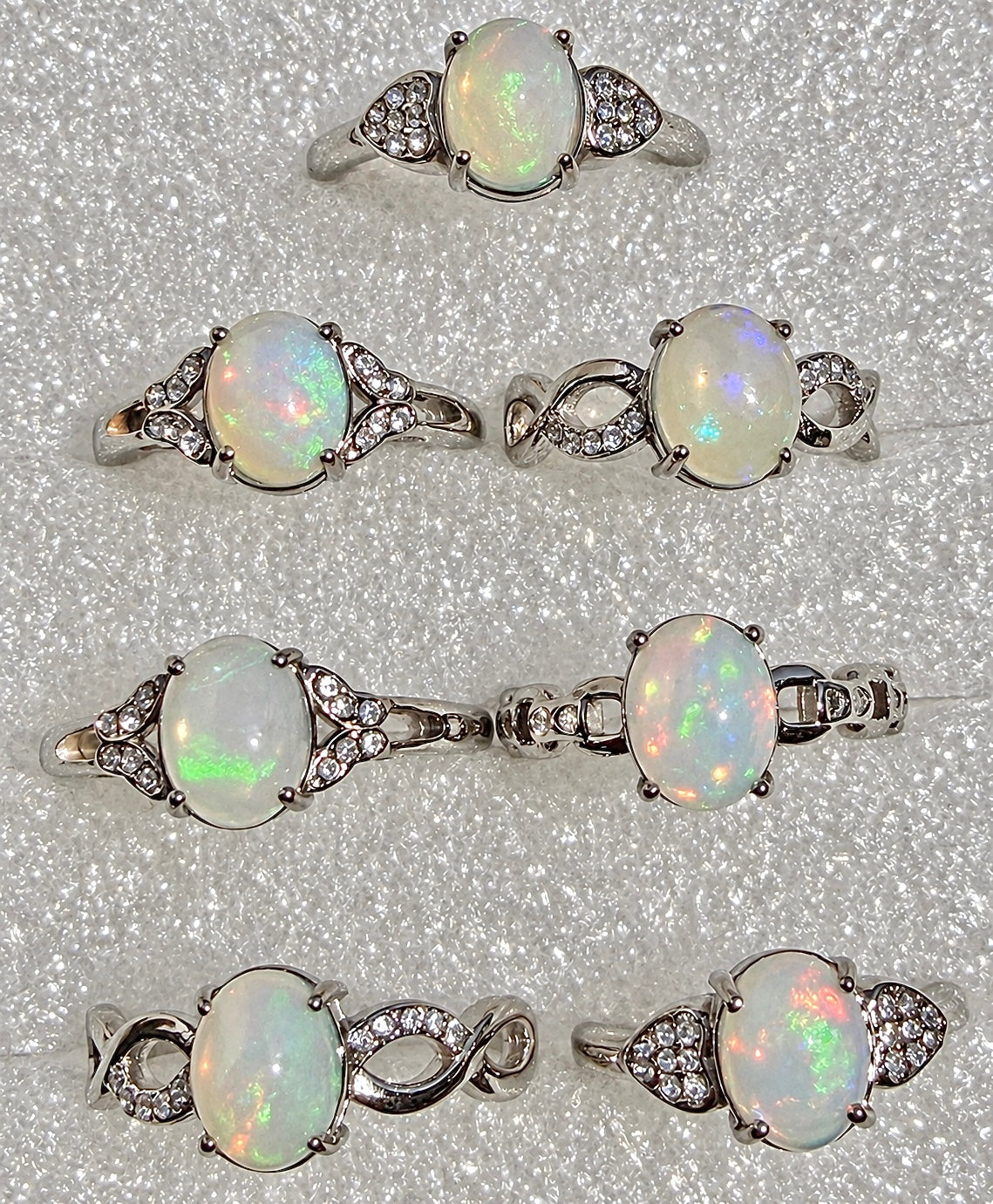 Wholesale Lot 7 pcs Natural Opal Stainless Steel Ring 7x9mm