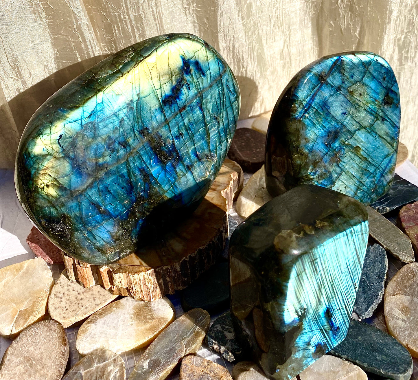 Wholesale Lot 3 to 5 Pcs Natural Sunset Labradorite Freeform Crystal 7.8 lb - 8 lb