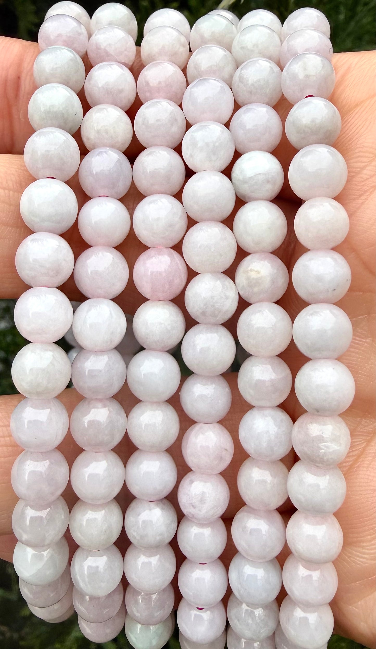Wholesale 6 Pcs Natural Burma Pink Jade Jadeite 6mm 7.5” Crystal Healing Stretch Bracelet
