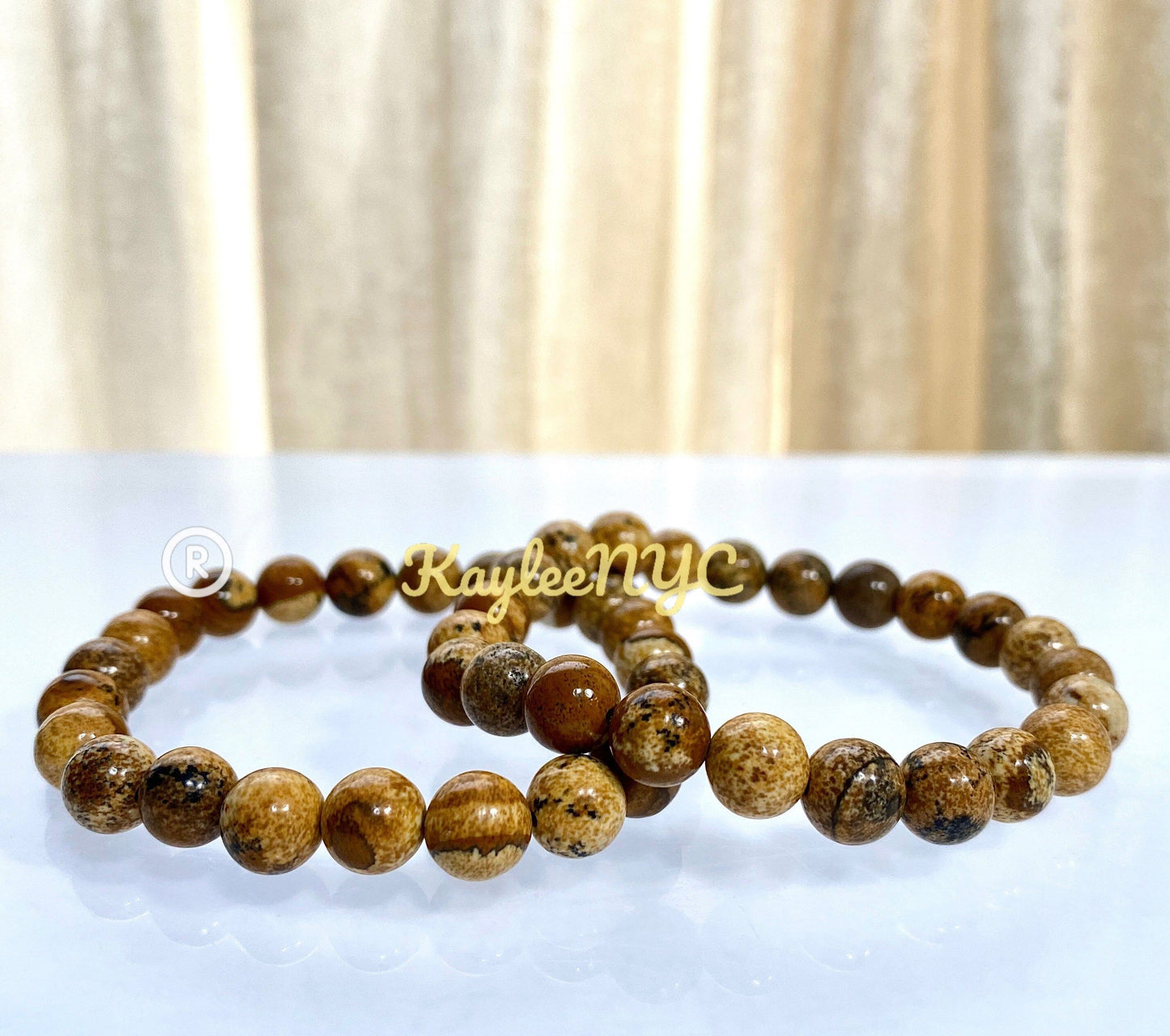 Wholesale 6 Pcs Natural Picture Jasper 8mm 7.5” Stretch Bracelet Crystal Healing Energy