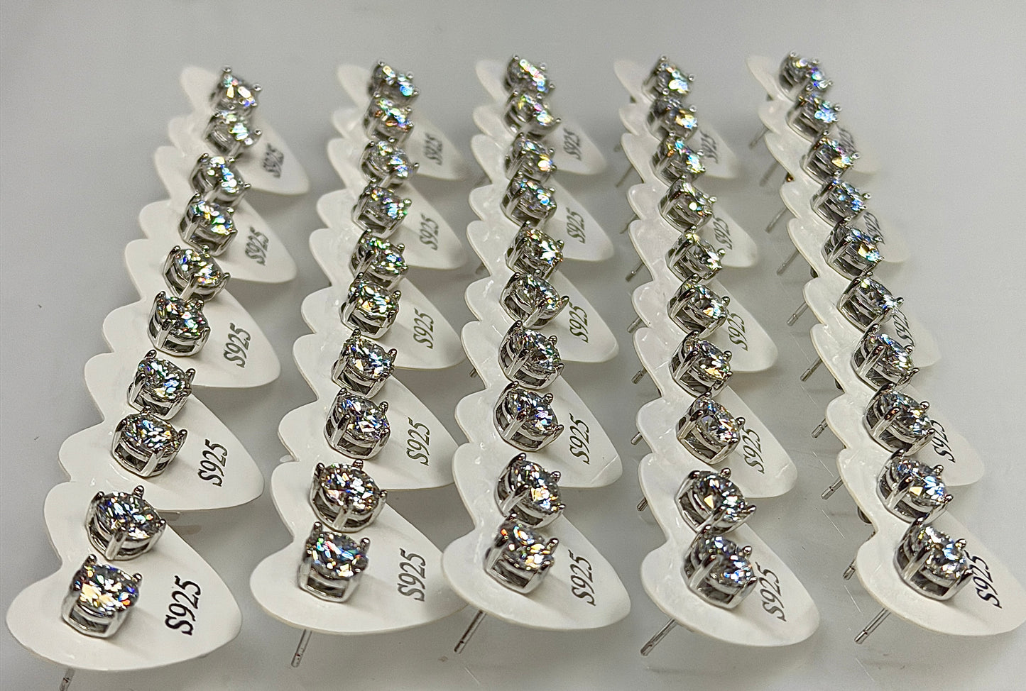 Wholesale Lot 5 Pairs Natural Moissanite Sterling Silver(925) Earring Studs 6.5mm