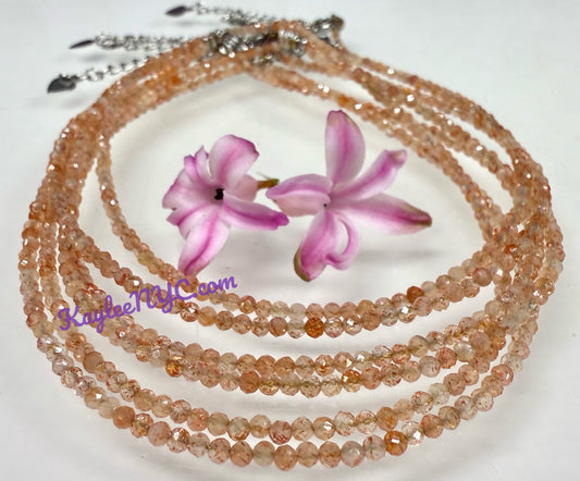 6 PCs 2mm Natural Sunstone Anklets Crystal Healing Energy