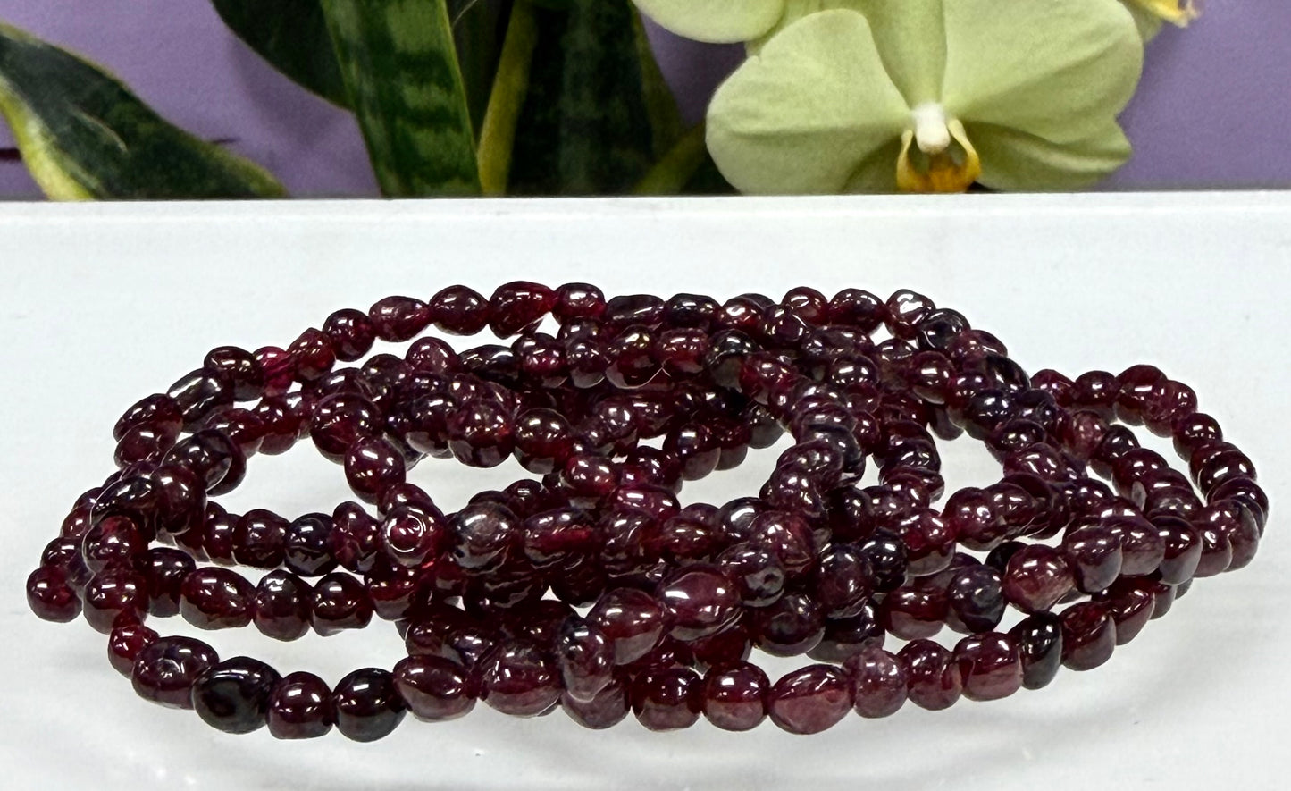 Wholesale 6 Pcs 5mm Natural Garnet 7” Crystal Healing Stretch Bracelet