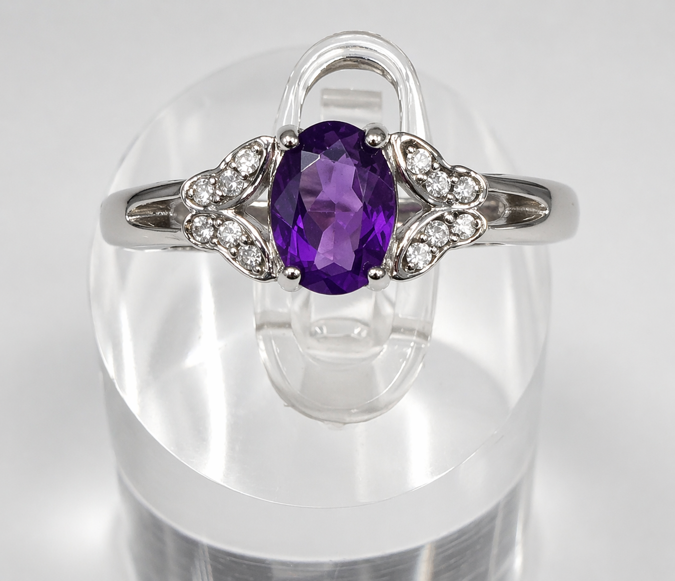 Wholesale Lot 7 pcs Natural Amethyst Stainless Steel Ring 5x7mm