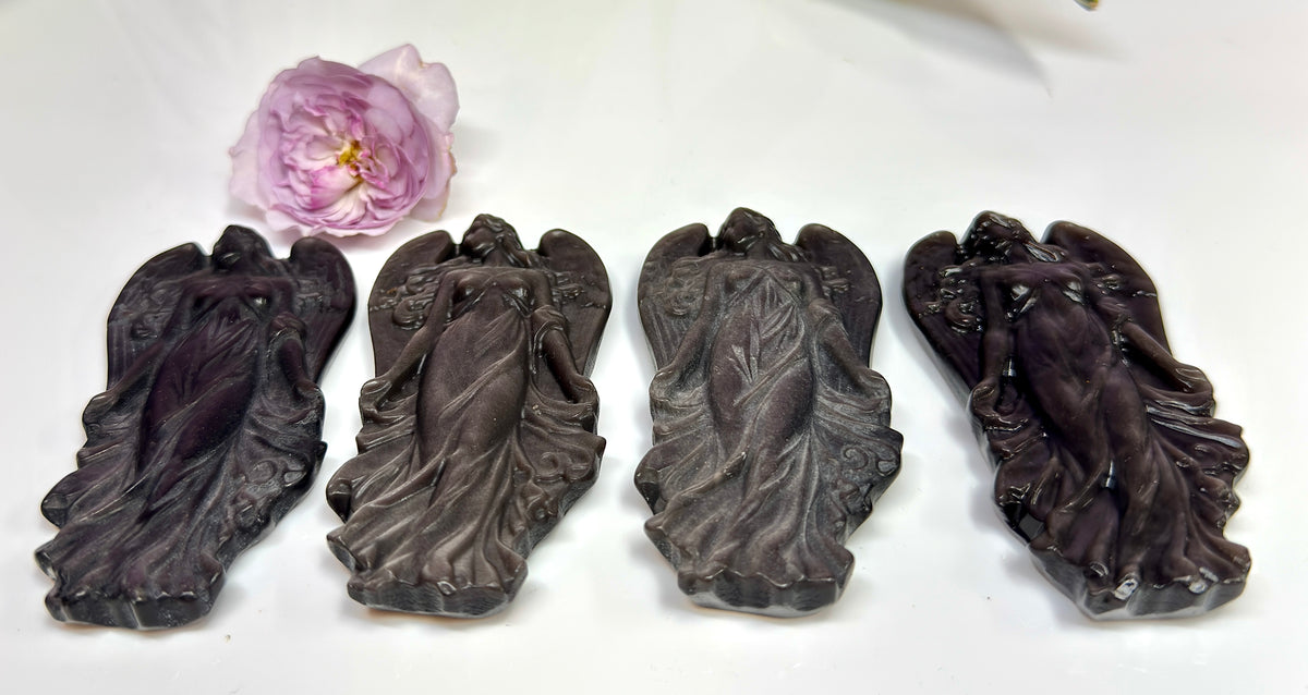 Wholesale Lot 4 pcs Natural Silver Sheen Obsidian Angel Crystal Healing Energy