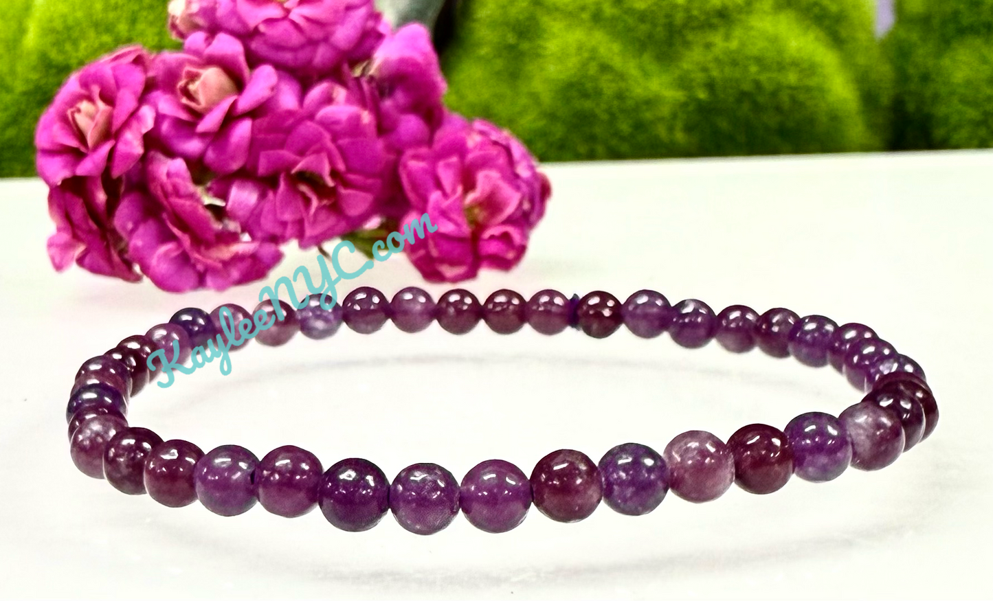 Wholesale 6 Pcs Natural Lepidolite 4mm 7.5” Crystal Healing Stretch Bracelet